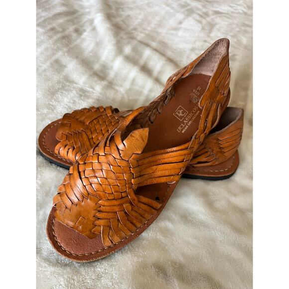 Rustic Brown Leather Sandals - Picture 4 of 7